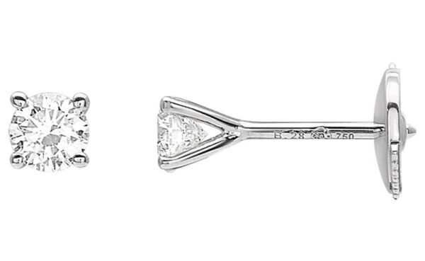 Boucles d'oreilles Clous Or Blanc 18k Diamant 0.28ct GH P1