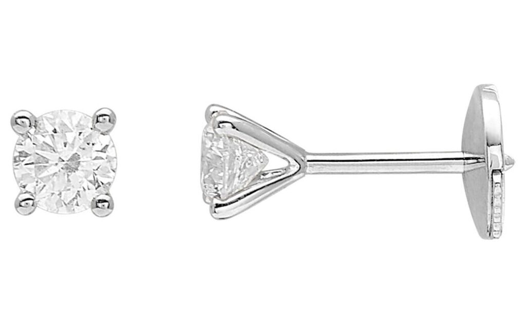 Boucles d'oreilles Clous Or Blanc 18k Diamant 0.36ct GH P1