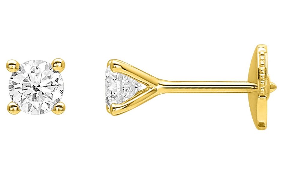 Boucles d'oreilles Clous Or 18k Diamant 0.45ct GH SI