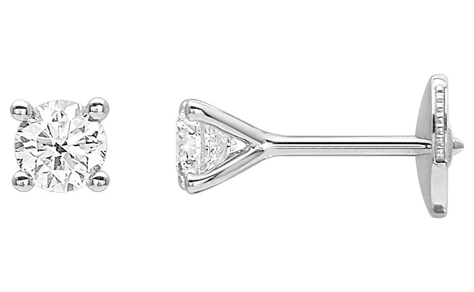 Boucles d'oreilles Clous Or Blanc 18k Diamant 0.45ct GH SI