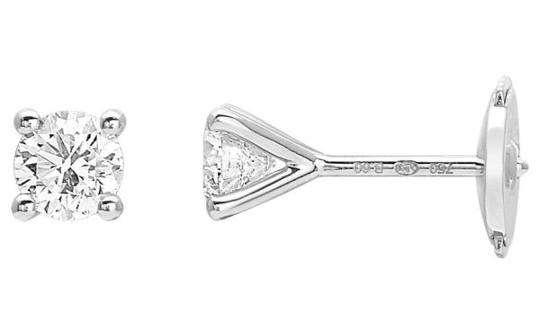 Boucles d'oreilles Clous Or Blanc 18k Diamant 0.6ct GH SI