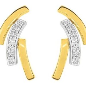 Boucles d'oreilles Clous Or 18k Rhodié Diamant 0.01ct GH P1