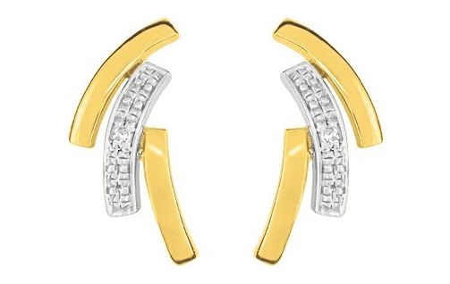 Boucles d'oreilles Clous Or 18k Rhodié Diamant 0.01ct GH P1