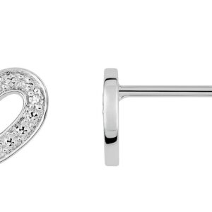 Boucles d'oreilles Clous Or Blanc 18k Diamant 0.01ct GH P1