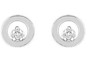 Boucles d'oreilles Clous Or Blanc 18k Diamant 0.02ct GH P1