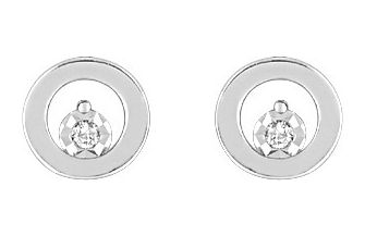 Boucles d'oreilles Clous Or Blanc 18k Diamant 0.02ct GH P1