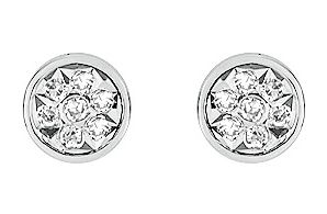 Boucles d'oreilles Clous Or Blanc 18k Diamant 0.06ct GH P1