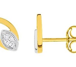 Boucles d'oreilles Clous Or 18k Rhodié Diamant 0.03ct GH P1