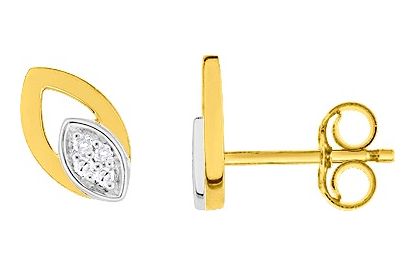 Boucles d'oreilles Clous Or 18k Rhodié Diamant 0.03ct GH P1