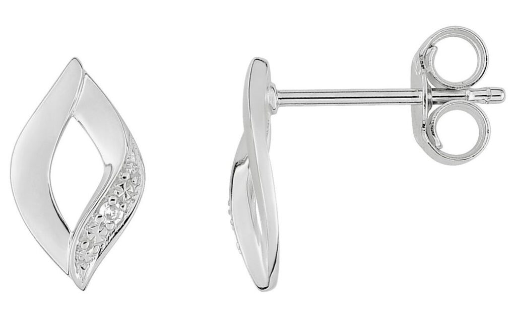 Boucles d'oreilles Clous Or Blanc 18k Diamant 0.01ct GH P1