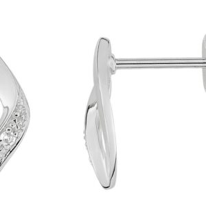 Boucles d'oreilles Clous Or Blanc 18k Diamant 0.01ct GH P1