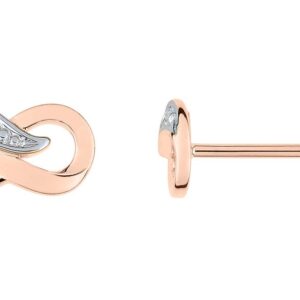 Boucles d'oreilles Clous Or Rose 18k Rhodié Diamant 0.01ct GH P1 Infini