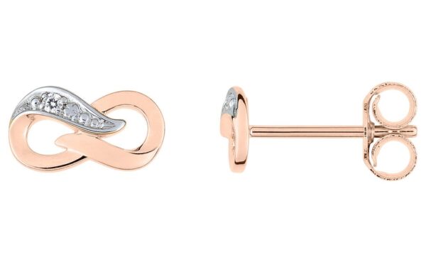 Boucles d'oreilles Clous Or Rose 18k Rhodié Diamant 0.01ct GH P1 Infini