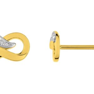 Boucles d'oreilles Clous Or 18k Rhodié Diamant 0.01ct GH P1 Infini