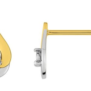 Boucles d'oreilles Clous Or Jaune et Blanc 18k Diamant GH P1 Goutte