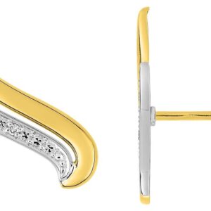 Boucles d'oreilles Clous Or Jaune et Blanc 18k Diamant 0.01ct GH P1