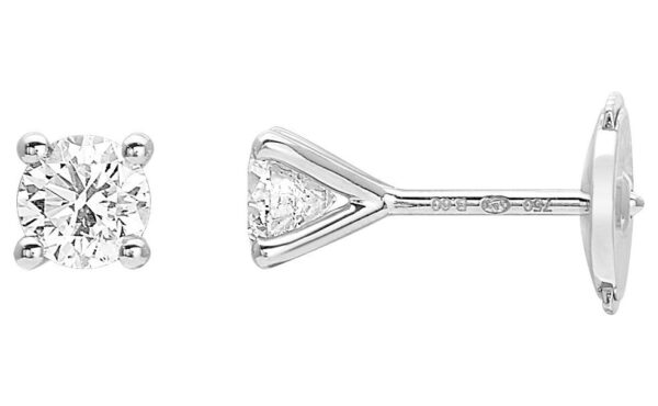 Boucles d'oreilles Clous Or Blanc 18k Diamant 0.6ct GH P1