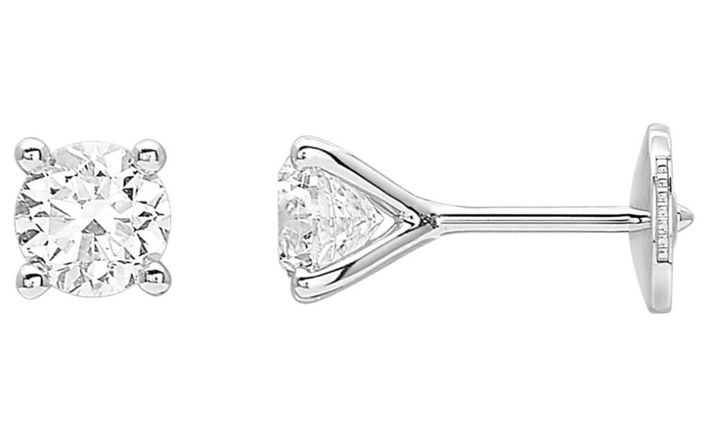 Boucles d'oreilles Clous Or Blanc 18k Diamant 0.7ct GH P1