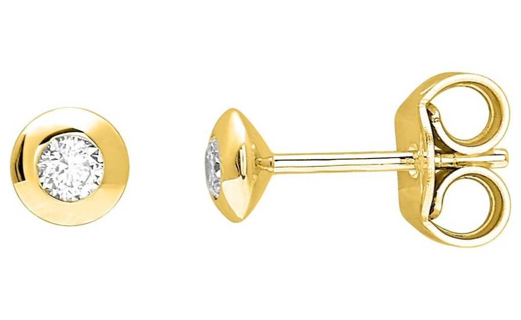 Boucles d'oreilles Clous Or 18k Diamant 0.12ct GH P1