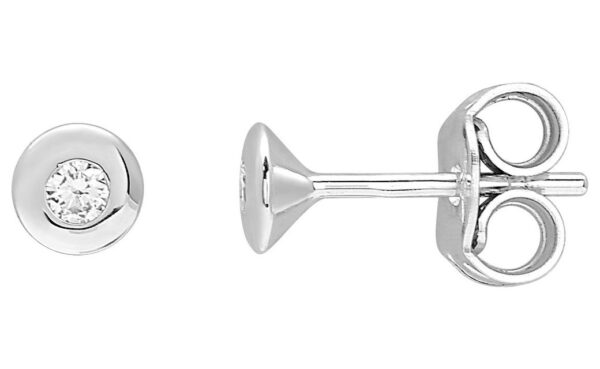 Boucles d'oreilles Clous Or Blanc 18k Diamant 0.08ct GH P1