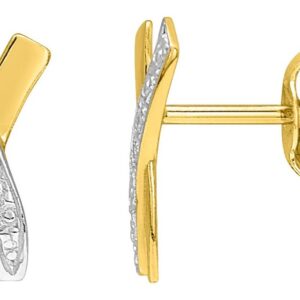 Boucles d'oreilles Clous Or 18k Rhodié Diamant 0.01ct GH P1