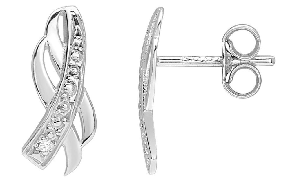 Boucles d'oreilles Clous Or Blanc 18k Diamant 0.01ct GH P1