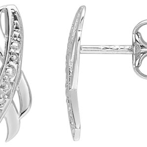 Boucles d'oreilles Clous Or Blanc 18k Diamant 0.01ct GH P1