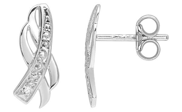 Boucles d'oreilles Clous Or Blanc 18k Diamant 0.01ct GH P1