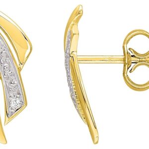 Boucles d'oreilles Clous Or Jaune et Blanc 18k Diamant 0.01ct GH P1