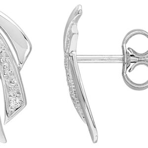 Boucles d'oreilles Clous Or Blanc 18k Diamant 0.01ct GH P1