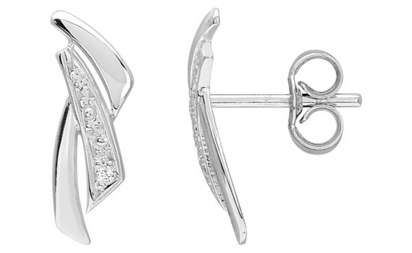 Boucles d'oreilles Clous Or Blanc 18k Diamant 0.01ct GH P1