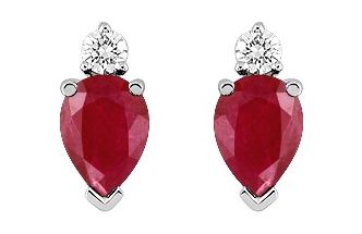 Boucles d'oreilles Clous Or Blanc 18k Diamant 0.08ct GH P1 Rubis