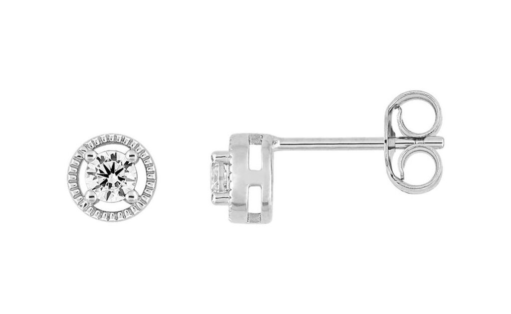 Boucles d'oreilles Clous Or Blanc 18k Diamant 0.16ct GH P1