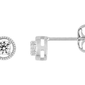 Boucles d'oreilles Clous Or Blanc 18k Diamant 0.16ct GH P1