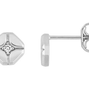 Boucles d'oreilles Clous Or Blanc 18k Diamant 0.03ct GH P1