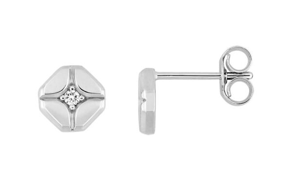 Boucles d'oreilles Clous Or Blanc 18k Diamant 0.03ct GH P1