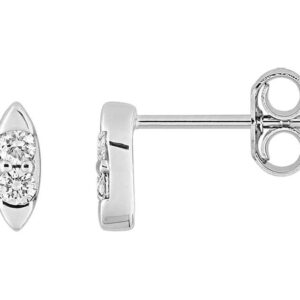 Boucles d'oreilles Clous Or Blanc 18k Diamant 0.12ct GH P1