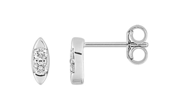 Boucles d'oreilles Clous Or Blanc 18k Diamant 0.12ct GH P1