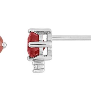 Boucles d'oreilles Clous Or Blanc Diamant 0.02ct GH P2 Rubis