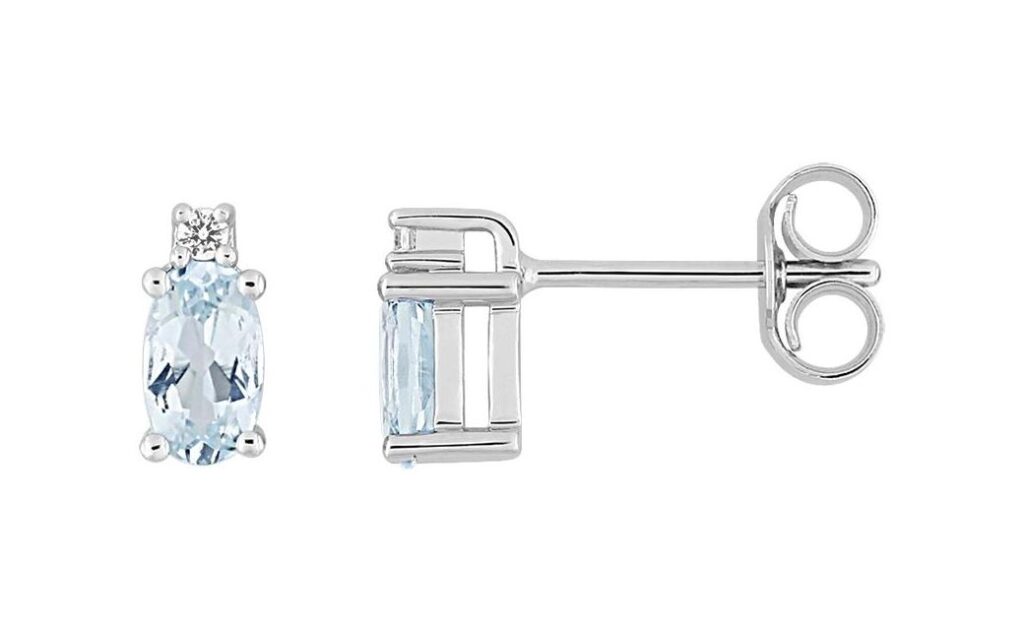 Boucles d'oreilles Clous Or Blanc 18k Diamant 0.02ct GH P1