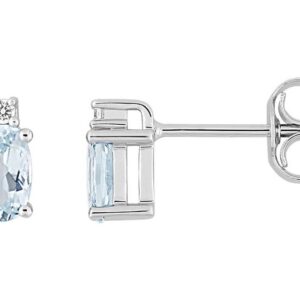 Boucles d'oreilles Clous Or Blanc 18k Diamant 0.02ct GH P1