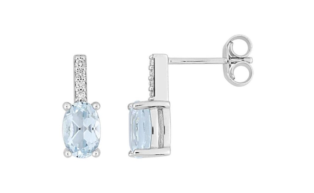 Boucles d'oreilles Clous Or Blanc 18k Diamant 0.04ct GH P1