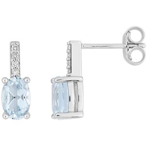 Boucles d'oreilles Clous Or Blanc 18k Diamant 0.04ct GH P1