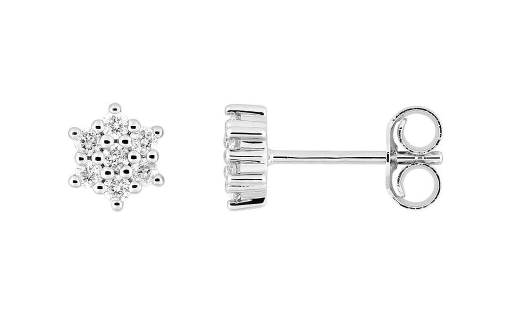 Boucles d'oreilles Clous Or Blanc 18k Diamant 0.18ct GH P1