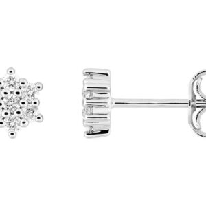 Boucles d'oreilles Clous Or Blanc 18k Diamant 0.18ct GH P1