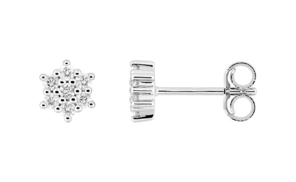 Boucles d'oreilles Clous Or Blanc 18k Diamant 0.18ct GH P1