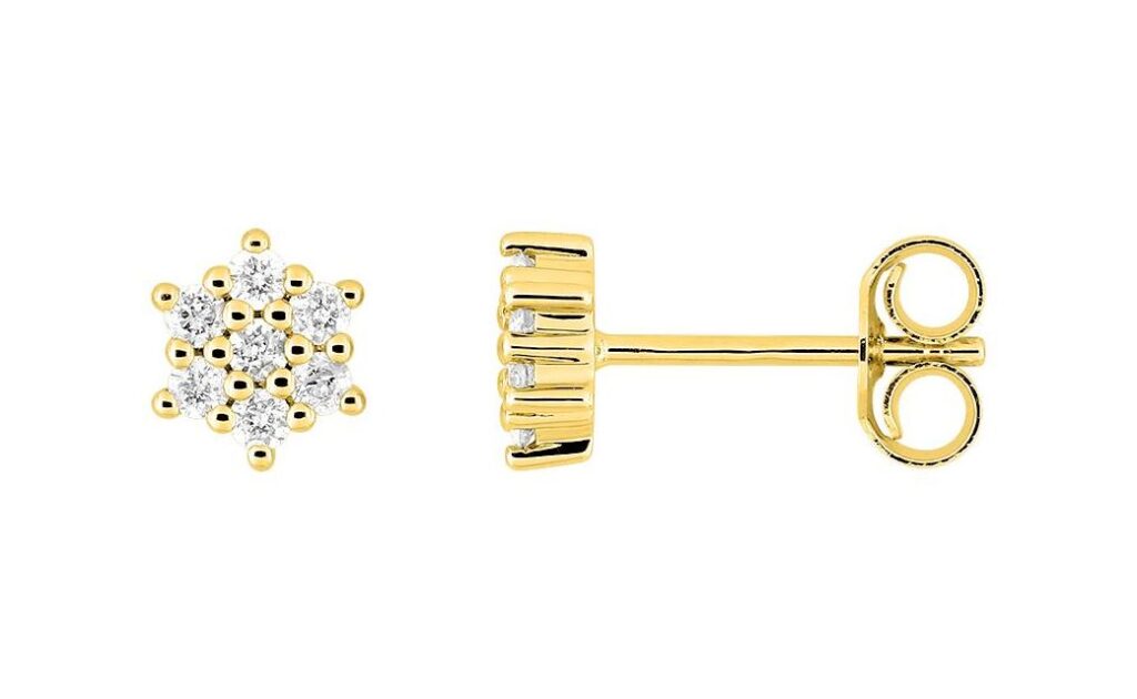 Boucles d'oreilles Clous Or 18k Diamant 0.18ct GH P1