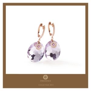 Boucles d'oreilles Créoles Diamant 0.22ct Saphir Rose