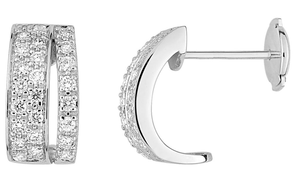 Boucles d'oreilles Créoles Or Blanc 18k Diamant 0.38ct GH SI