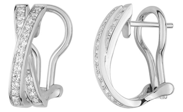 Boucles d'oreilles Créoles Or Blanc 18k Diamant 0.26ct GH SI